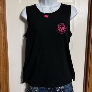 🖤🩷 PINK Victoria's Secret Black Tank Top Muscle Tee 🖤🩷